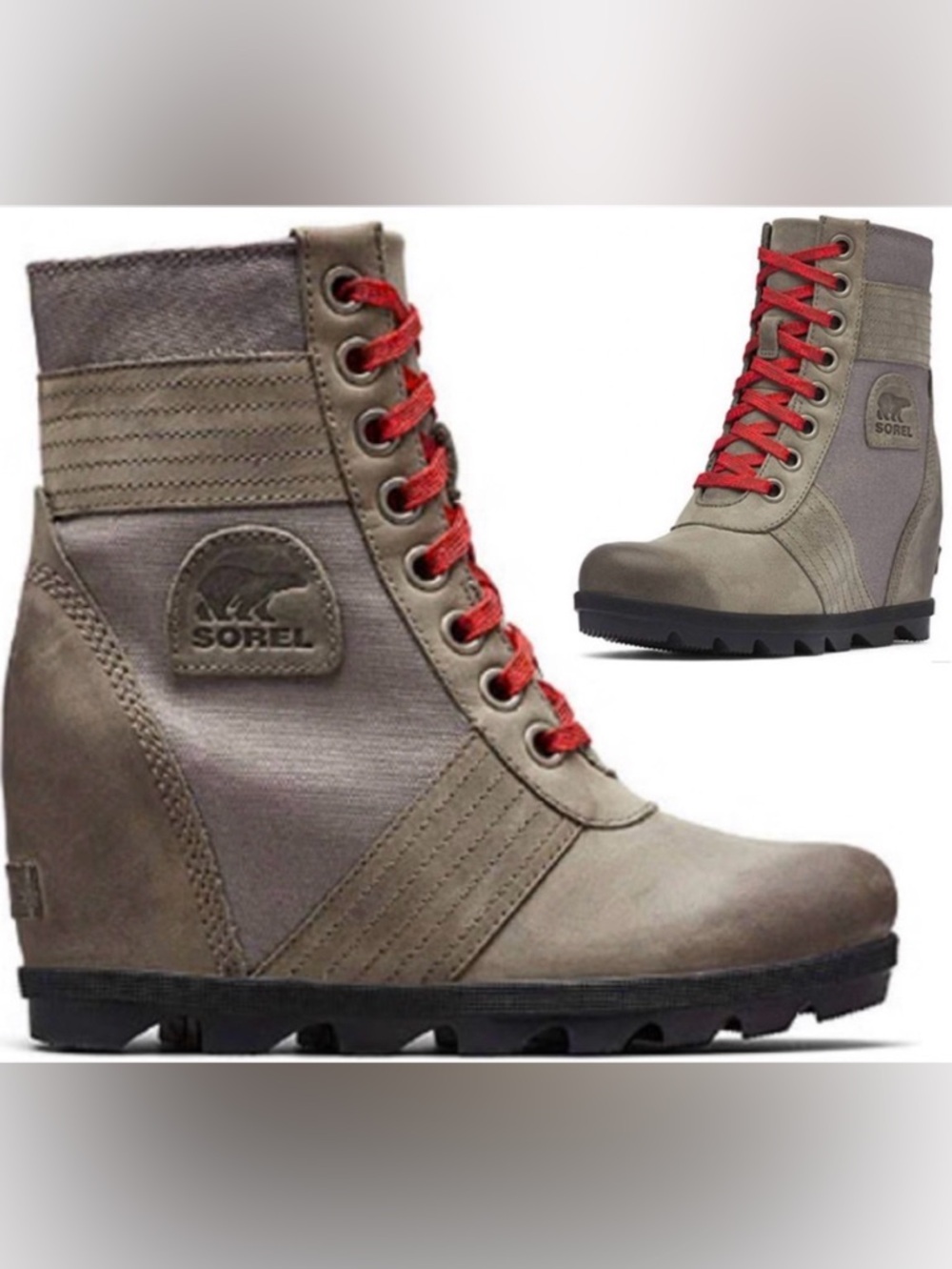 SOREL Lexie Wedge Boots | Size 8 |Quarry Gray Leathr NEW | 8